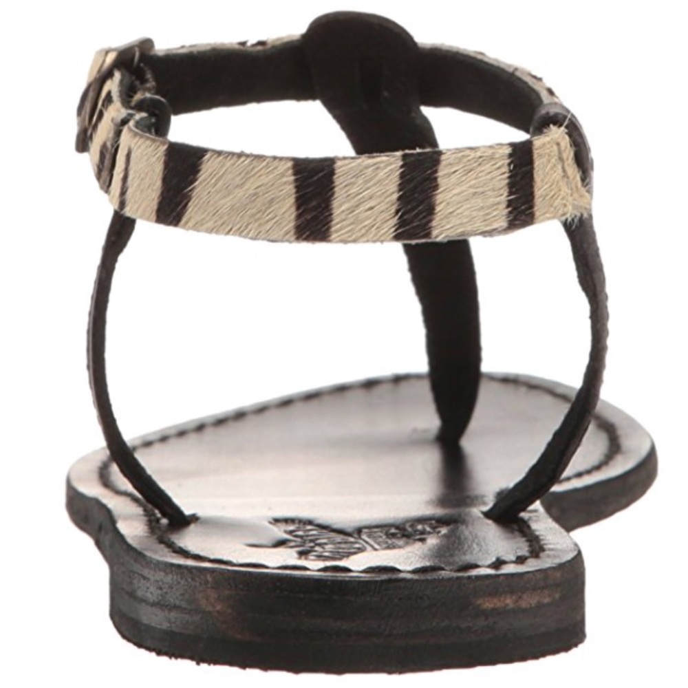 Last One!Leather Pony Hair Strap Distressed Sandal - Picture 8 of 8